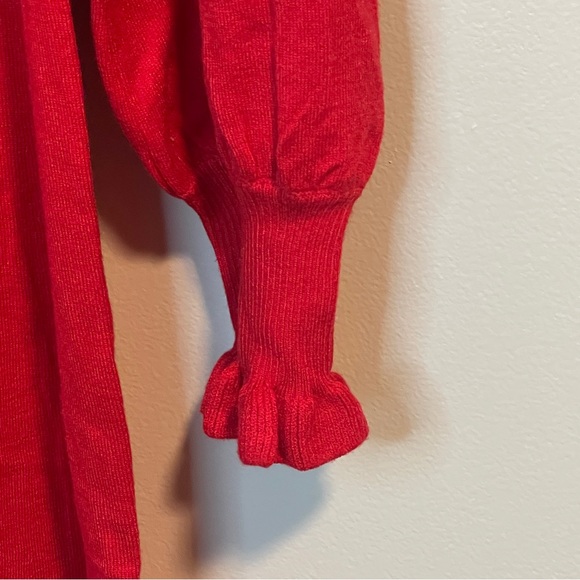 CeCe Womens Ruffled Sweater dress Luminous Red XL - Picture 6 of 11